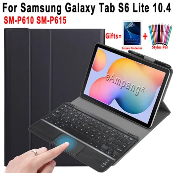 Caz pentru Samsung Galaxy Tab S6 Lite 10.4 SM-P610 SM-P615 Touchpad Tastatura Detasabila Bluetooth Trackpad Coperta de Piele Shell