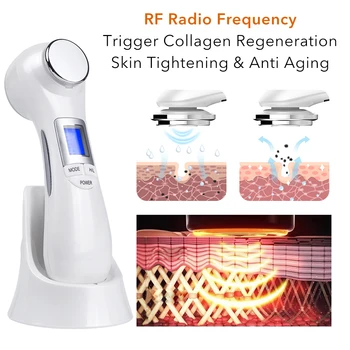 6 în 1 Mezoterapie RF radiofrecvență Facială LED Foton de Lumină Terapie EMS Lifting facial Frumusete de Îngrijire a Pielii Mașină