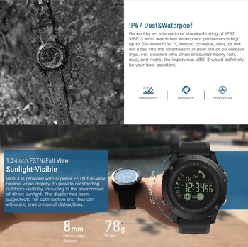 Zeblaze VIBE 3 Impermeabil Ceas Inteligent Pedometru Toate-Vreme de Monitorizare 33month de Așteptare Camera de la Distanță Inteligent Watch Pentru IOS Android