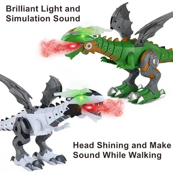 Electrice De Mers Pe Jos De Pulverizare Dinozaur Robot De Format Mare De Jucarie Cu Sunet De Lumină Dinozauri Mecanice Model De Jucărie Pentru Copii Baieti