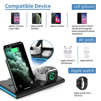 QI-UE 4 in 1 Wireless Charging Stand Pentru Apple Watch 6 5 4 3 2 iPhone 11 X XS XR 8 Airpods Pro 10W Qi Rapid Încărcător Stație de Andocare