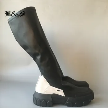 Black& Street personalizate handmade imagine reală slim fit elasticitatea PU+ piele Beetle solemen mare ciorap Cizme