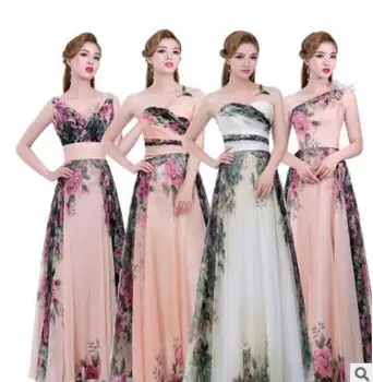 3 Modele de Rochii de Seara Stoc pe Un Umăr Flori de Model de Imprimare Florale Rochie de Seara Șifon Rochie de Petrecere, rochii de Bal Lungi 2017