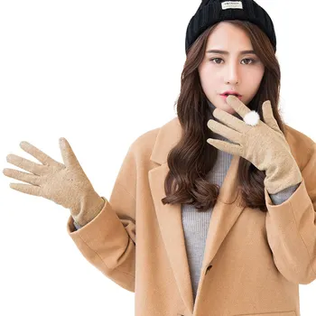 JIFANPAUL mănuși doamnelor iarna coreean lână plus catifea cald și drăguț iepure blană minge de lână de conducere în aer liber mănuși touch screen