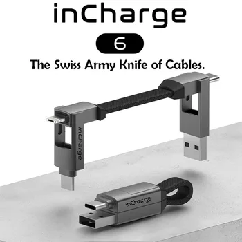 V4sim cazuri 6 - Sase-in-One Cuțit Elvețian Armatei de Cabluri, Portabile, Chei USB/USB-C/Micro USB/Lightning Cablu de Încărcare