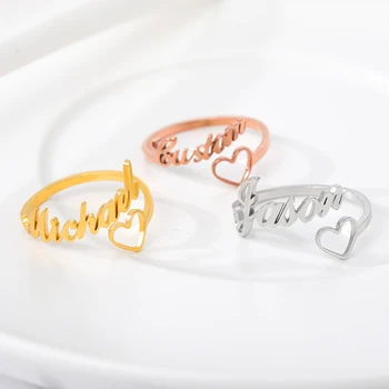 Reglabil Crescut Inima de Aur Numele Inel Personalizat Spirală Stil de Nume Personalizate Inele pentru Femei Anel Cadou de Crăciun BFF Bijuterii