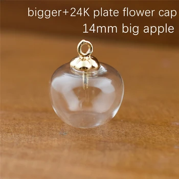 5sets de fructe mere formă de sticlă gol mingea cu argintiu culoare capac set de lamaie flacoane de sticlă pandantiv de sticlă constatările de bijuterii
