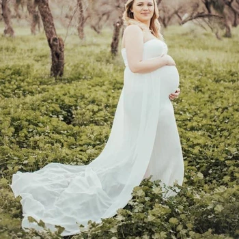 În 2020, NOUA Maternitate Tul Rochie Lunga Copil de Dus Rochie de Bumbac Pentru Fotografie Trage Femeile Gravide Sexy Shoulderless Rochie Maxi