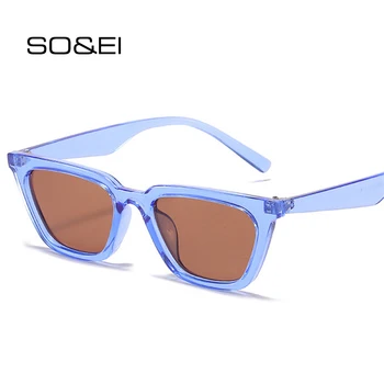 DECI&EI de Moda Ochi de Pisică ochelari de Soare Femei Vintage Albastru Clar Ceai Ochelari de Oameni Nuante UV400 Albastru Galben Ochelari de Soare
