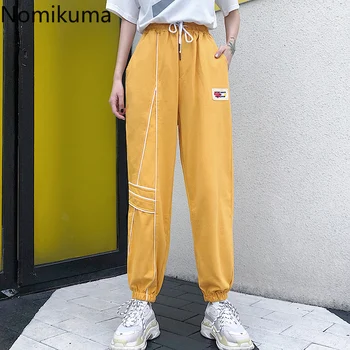 Nomikuma Talie Înaltă Glezna Lungime Pantaloni Femei Linie de Design Casual Pantaloni Largi de Vară 2020 coreean Pantalones Streetwear 3b208
