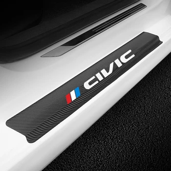 4BUC de Piele din Fibra de Carbon Mașină Pragului de Ușă Protector Masina Anti-Scratch Autocolante Pentru Honda Civic 2017 2018 2019 8-10 Mașină de Styling