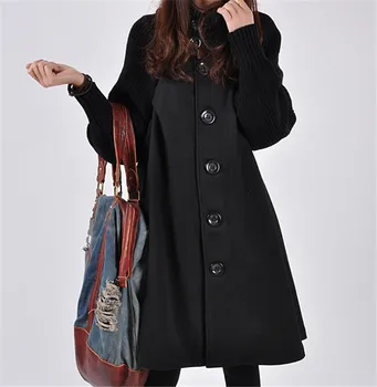 Noua Toamna Iarna pentru Femei Jachete Paltoane coreean Liber de Mari Dimensiuni Mid-Haină Lungă din Lână Mantie Canadiană de sex Feminin Palton 3XL J263