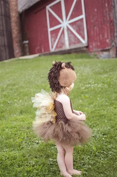 Fete Leu Desene animate Rochie Tutu Copii Croșetat Tul Bretele Rochie cu Flori Hairbow Copii Petrecere Costum Cosplay Dress