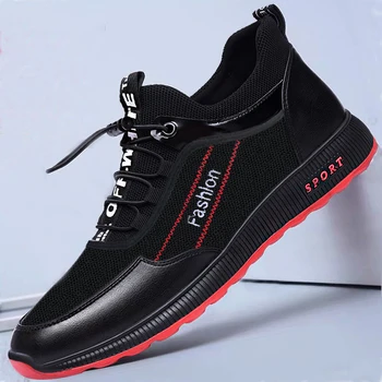 2020 Noua Moda Pantofi de piele Barbati Pantofi Casual de Vara ochiurilor de Plasă Respirabil Negru Comfortbale Adidași Bărbați Apartamente Pantofi Marime Mare 44