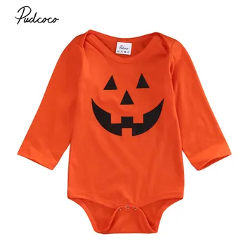 2018 Copil Drăguț Nou-născut Băiat Fată Halloween Portocaliu Romper Salopeta Costum Petrecere Costum Drăguț straie de Sărbătoare 0-2Y