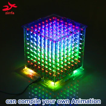 Noi 3D 8 8x8x8 led-uri multicolore cubeeds diy kit ,kit-uri electronice,pentru Ardino cu animații excelente