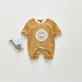 Bumbac Nou-Născut Baby Boy Fata Romper Maneca Lunga Bumbac Salopeta Stil Tradițional Chinezesc Haine Bebes Infantil Utilaje