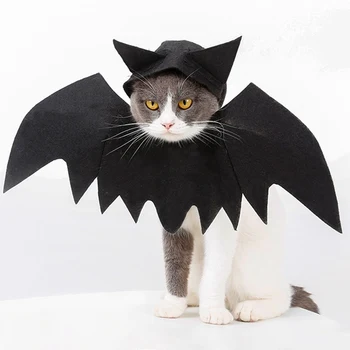 Costum De Halloween Pentru Dog Aripi De Liliac Cat Cosplay Fantezie Rochie De Până Negru Deghizare Pentru Pisica Pisicuta De Halloween Îmbrăcăminte Pentru Animale De Companie Costum