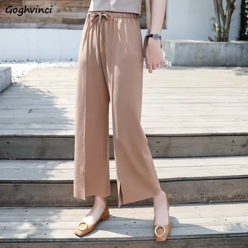 Pantaloni Femei 2020 Stil Coreean Liber Cordon Respirabil Femei Pantaloni Elegant Solid Se Potrivesc Femei Harajuku Talie Mare