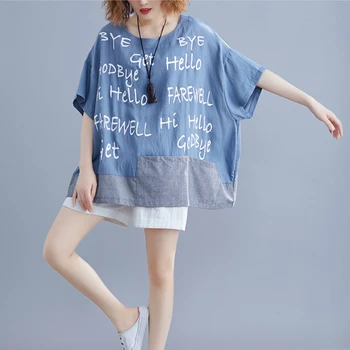 Plus Dimensiune tricouri Bumbac Femei Tee Scrisoare de Imprimare Tricou Supradimensionat Vogue Tricou Mozaic T-shirt Topuri de Vara Femme 4xl 5xl 6xl