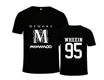 Kpop mamamoo memorie coperta albumului și numele de membru de imprimare o gât t shirt pentru vara unisex moda cu maneci scurte t-shirt
