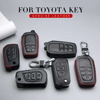 Piele Auto Key Caz Acoperire pentru Toyota Auris Chr Hilux Vitz Aygo Prado Aqua Verso Coroana 86 Camry Rav4 Cheie Inel Shell Accesorii