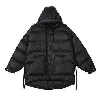 Femeia haine de iarnă 2019 gros sacou cald talie în jos bumbac căptușit pentru femei hanorac liber jacheta uza sacou negru cu centura M19