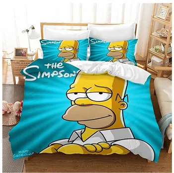 Desene animate Familia Simpsons 3D Set de lenjerie de Pat Carpetă Acopere Seturi de fețe de Pernă Twin Plin Regina King Size, Lenjerie de Pat, Lenjerii de pat, Textile de Casa