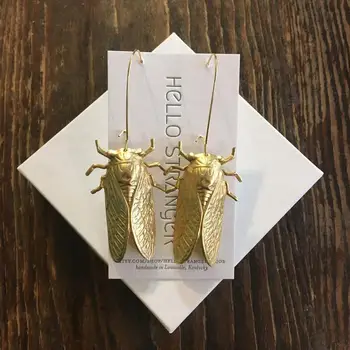 Inspirație De Design De Culoare De Aur Gândacul Mare De Picătură Cercei Victorian Vara Insecte Norocos Femei Cercei Declarație De Bijuterii Cadou