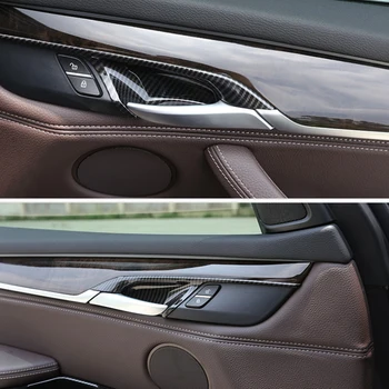 4buc Masina ABS Chrome / Fibra de Carbon Textura Mânerul Ușii Castron cu Capac Pentru BMW X5 F15 2016 2017 X6 F16 - 2018