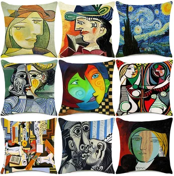 Pablo Picasso Picturi Celebre Pernă Acoperă 20 De Stil Noaptea Înstelată Suprarealism, Artă Abstractă Acoperi Bej Lenjerie De Pernă