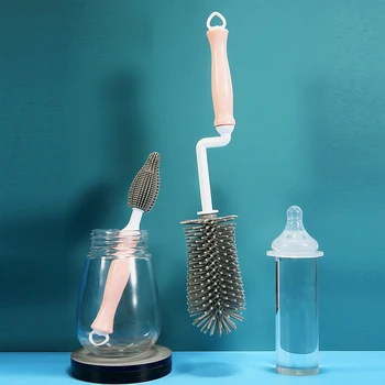 3pcs biberon de Curățare Perie Setați Mâner Rotativ de Spălat Sticla Biberon Curat Silicon Moale Frecat Perie biberon