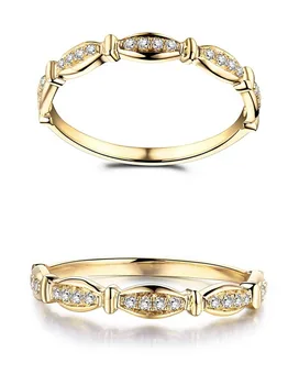 Trendy 18K Adevărat Real, Solid Aur Veritabil Diamond Inele de Benzi pentru Femei Lady Prietena de Lux de Birou de Lux de zi cu Zi Bijuterii Cadou