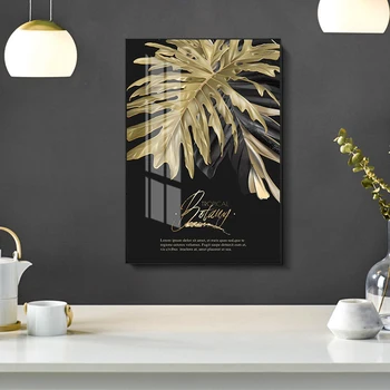 Rezumat de Aur Frunze de Plante de Arta de Perete Panza Pictura Nordică Postere si Printuri Poze de Perete pentru Living Modern Decor Acasă