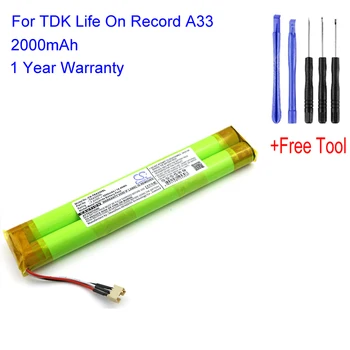 Cameron Sino Pentru TDK Life On Record A33 CS-TKA330SL 2000mAh Bluetooth Mini Inlocuire Difuzor Baterie Bateria Lautsprecher Accu