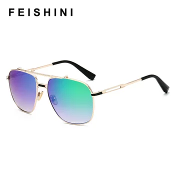 FEISHINI Celebritate ochelari de Soare Barbati de Brand Design Retro Cadru Metalic Gradient Colorate Lentile de Moda de sex Masculin ochelari de Soare Scut Original