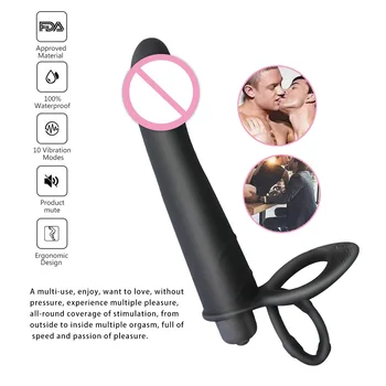 Dubla Penetrare Vibratoare Jucarii Sexuale femeia patrunde barbatul Penis Vibrator Vibrator, Curea pe Penis Anal Plug pentru Omul Adult Sex Toys Anal Toy