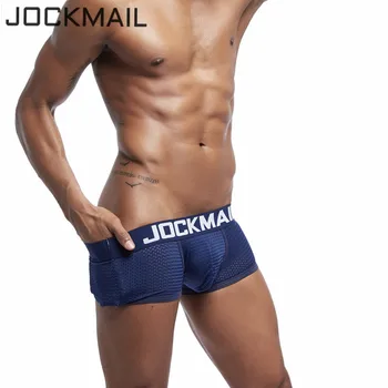 JOCKMAIL 2019 Noua Lenjerie Sexy Bărbați Boxer Plasă de U Husă Sexy Chiloți Cueca Plasă de Pantaloni Trunchiuri de Boxer shorts Gay de sex Masculin Chilotei