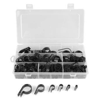 200PCS/Set Nylon Negru de Plastic P Clemele de Prindere Sortiment Cu O Cutie de Plastic Kit Pentru Cablu de Țeavă
