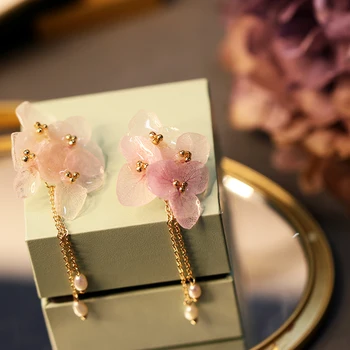 FXLRY original handmade perle naturale de flori reale pădure stil sweety picătură cercei Pentru femei bijuterii accesorii