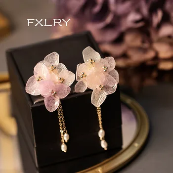 FXLRY original handmade perle naturale de flori reale pădure stil sweety picătură cercei Pentru femei bijuterii accesorii