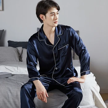 Mătase naturală Pijama pentru Barbati Lounge Pijamale Pijamale Solide de Primăvară Bedgown Haine de Acasă Om Pijamale Hangzhou Mătase Pură Seturi de Pijamale