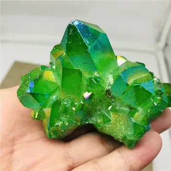 100-230g Rare frumoasă flacără verde halo cristal de cuarț cluster specimene