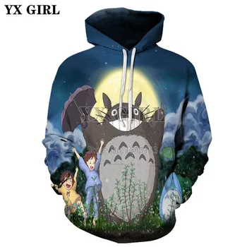 YX FATA Picătură de transport maritim 2018 Noua Moda 3d Mens hoodies Anime tricou Drăguț Totoro tipărite Barbati Femei cu Gluga sport