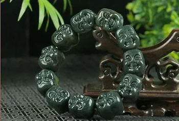 Frumos China jad Chinezesc natural de culoare verde jade buddha șirag de mărgele brățară