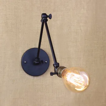 Bec Edison brațul lung comutator lampă de perete depozit loft țară din america retro industria Epocă de fier Mici Lămpi de Perete