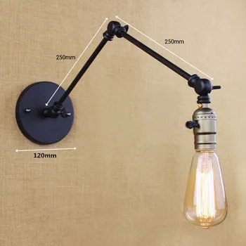 Bec Edison brațul lung comutator lampă de perete depozit loft țară din america retro industria Epocă de fier Mici Lămpi de Perete