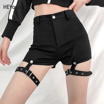 HEYounGIRL Bandaj Elastic Talie Mare Pantaloni Scurți Negru Fierbinte Sexy Pantaloni Scurti Femei Casual Harajuku Mini Doamnelor Pantaloni Spandex Vara