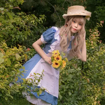 Femei Costum Servitoare Lolita Rochie De Printesa Rochie Negru Roz Drăguț Anime Japonez Menajera Costum Cosplay Maid Dress