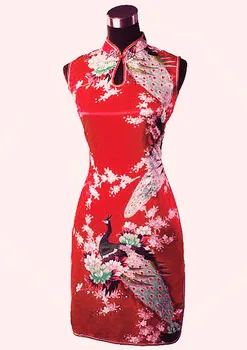 De Vânzare la cald Alb de Femei din China Mătase Rayou Cheongsam de Vară Elegant Mini Qipao Rochie de Flori S M L XL XXL Mujeres Vestido J5143